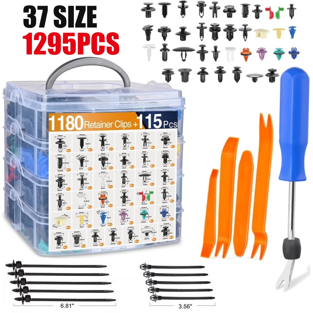 1295PCS Interior Exterior Push Pin Rivets Kit Fit for GM Ford Honda Nissan Jeep