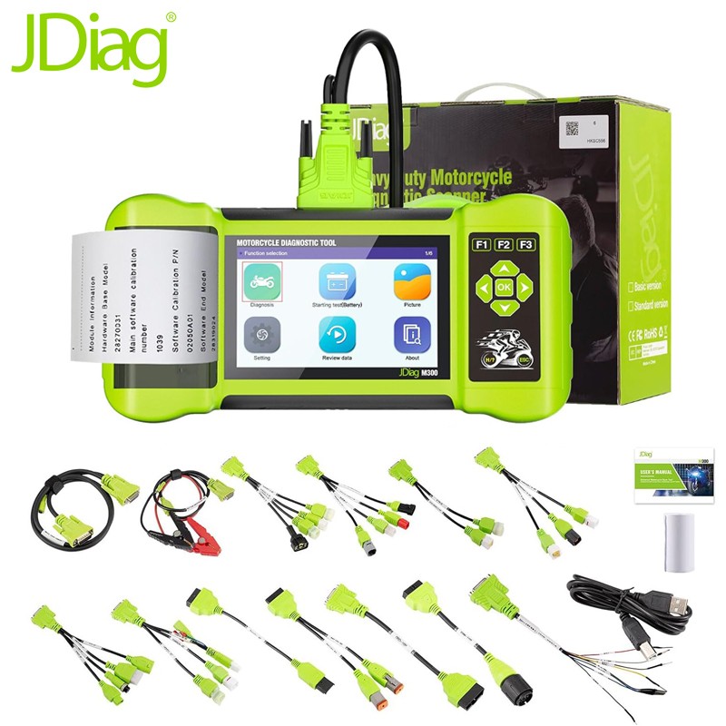 JDiag M300 Motorcycle OBD2 Scanner Full System ABS Engine Battery Waveform LCD