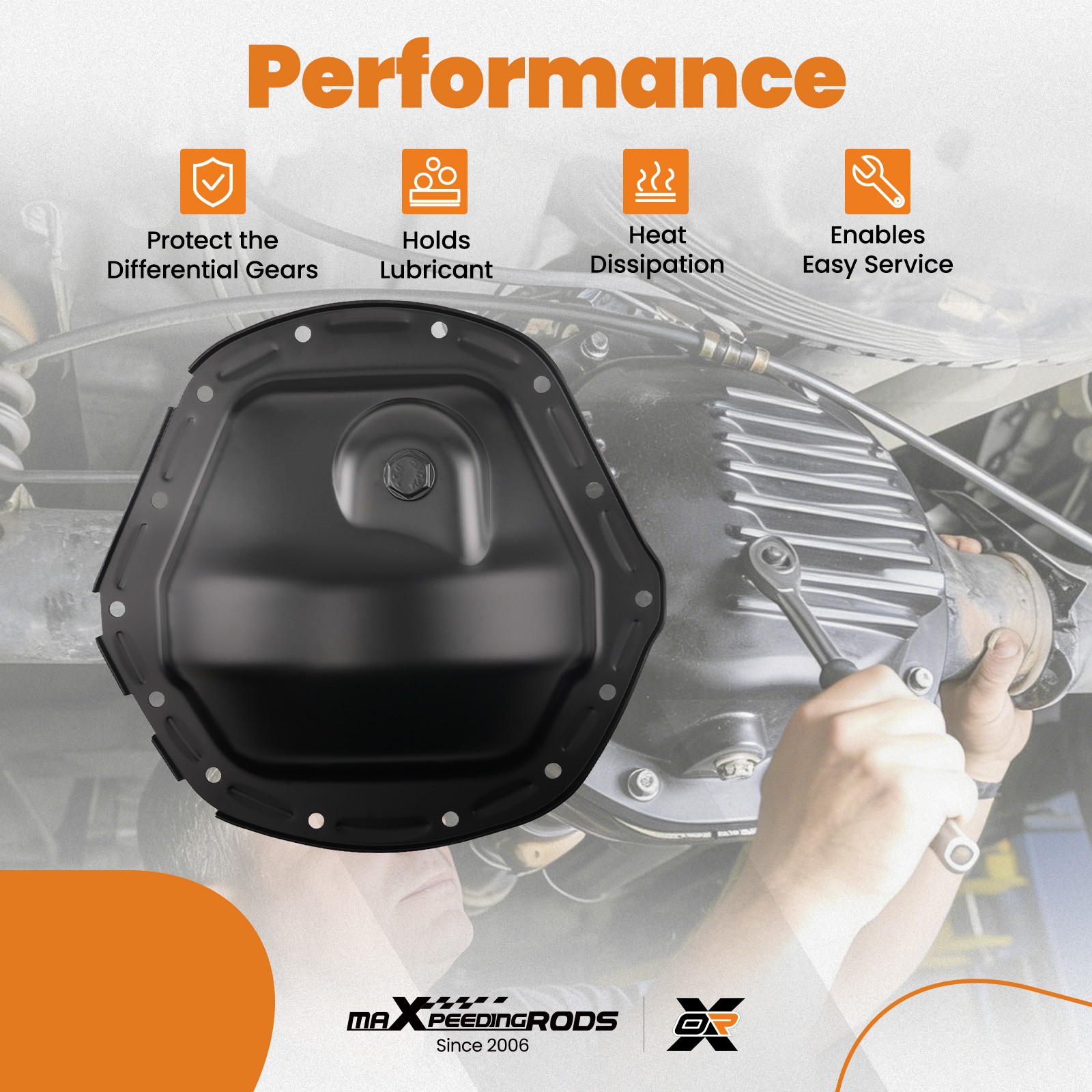 Black Rear Differential Cover for Silverado 2500 2001-2004 12471446 697712
