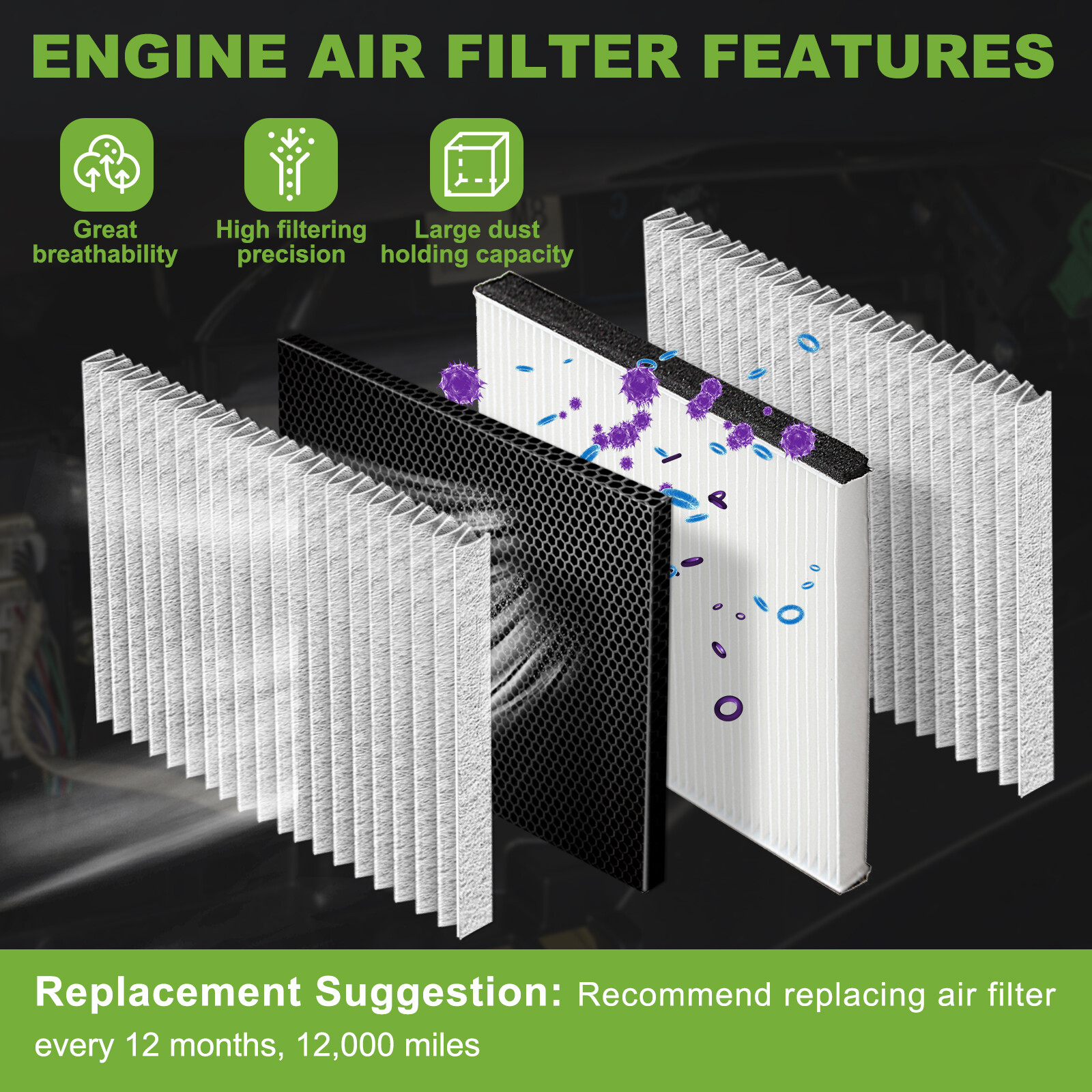 Engine Air Filter & Cabin Air Filter For Toyota 2018-2025 Camry / 2019-2025 Rav4