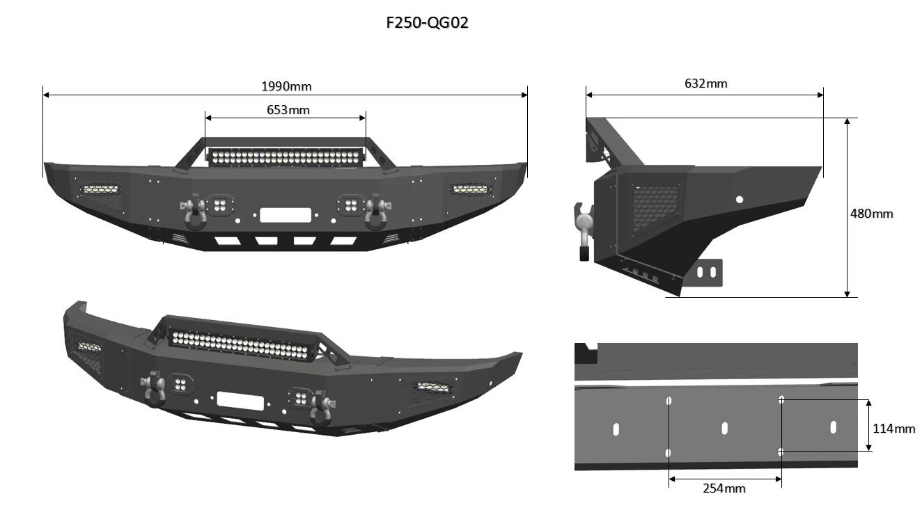 Aaiwa For 2017-2022 Ford F250/F350/F450 Front/Rear Bumper w/Winch Plate & Lights