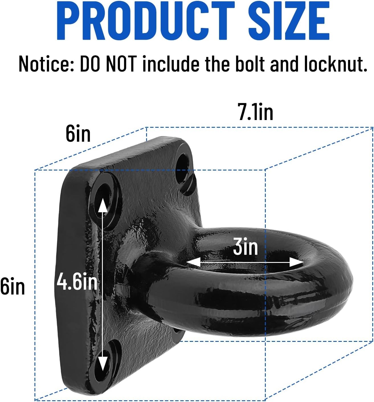 NEW 4 Bolt Mount Pintle Tow Ring 3″ ID 60,000 lbs Heavy Duty Trailer Lunette Eye