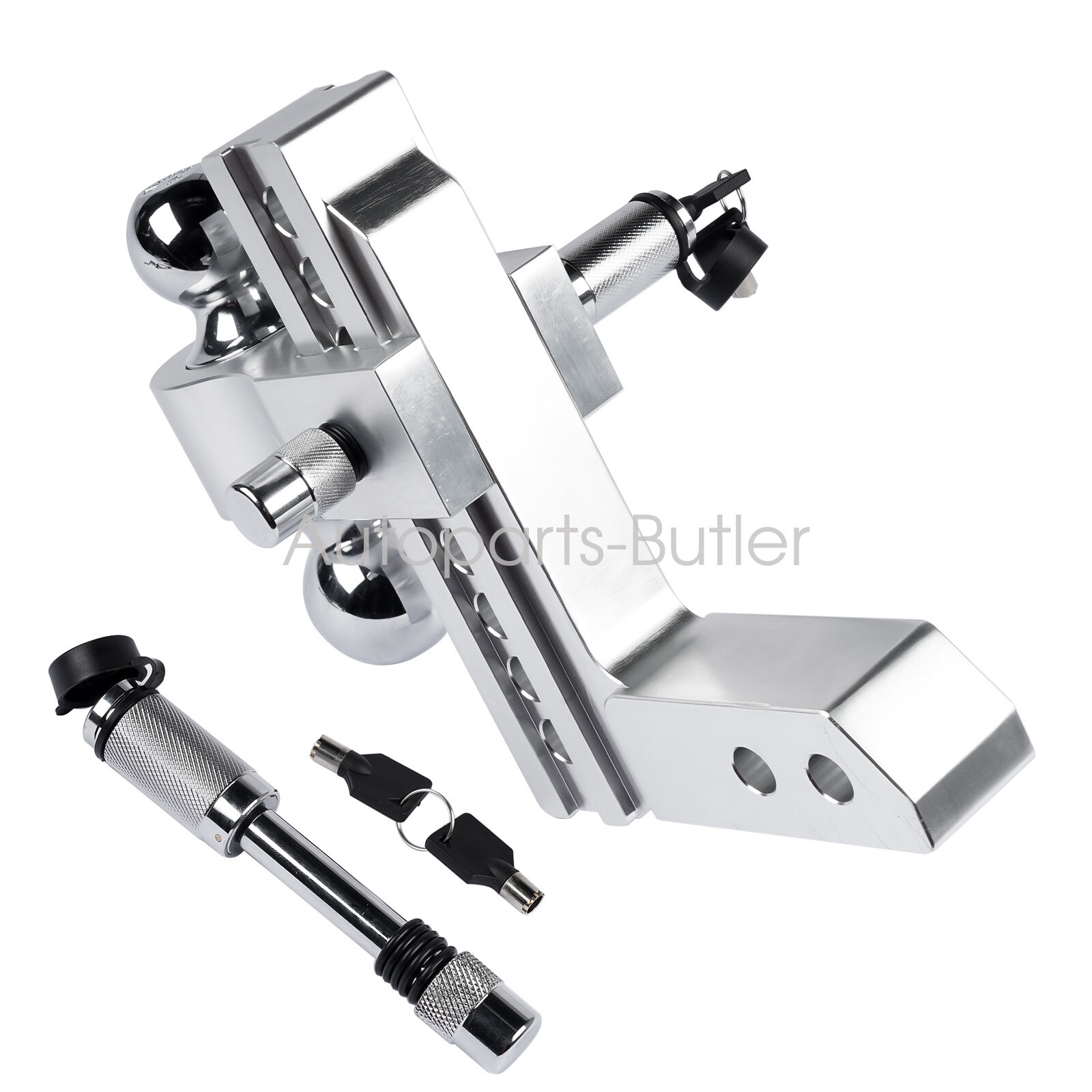 2″ Receiver 8″ Drop/Rise Adjustable Tow Hitch Dual Ball Mount Trailer 12500 lb