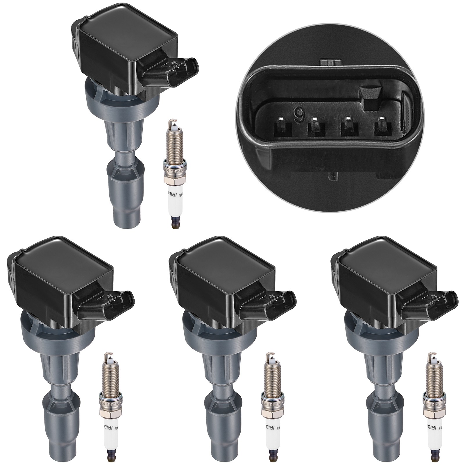 4x Ignition Coil and Spark Plug Set UF817 For 2016-2018 Hyundai Tucson 1.6L