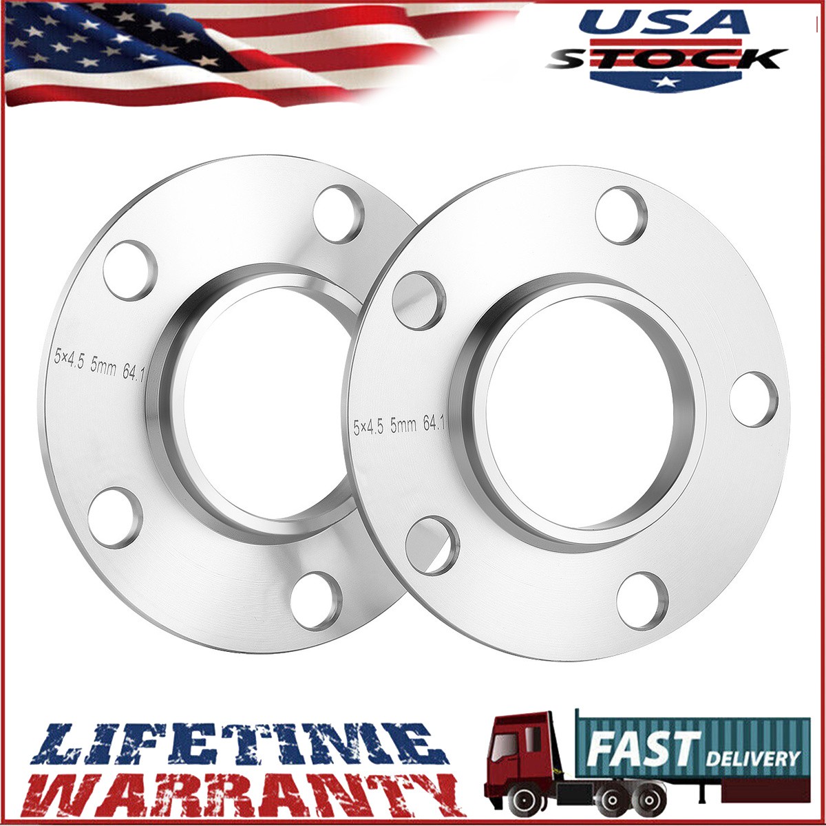 2pc 5mm Hubcentric Wheel Spacers | 5×114.3 5×4.5″ | 64.1 Hub to 73.1 Wheel | US