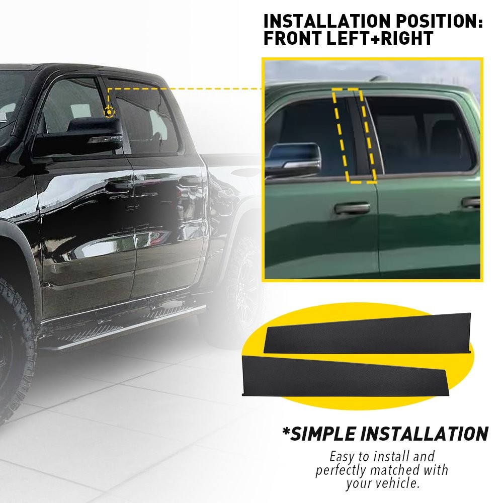 Driver Passenger Front Door B Pillar Applique Molding Trim For 2019-26 RAM 1500