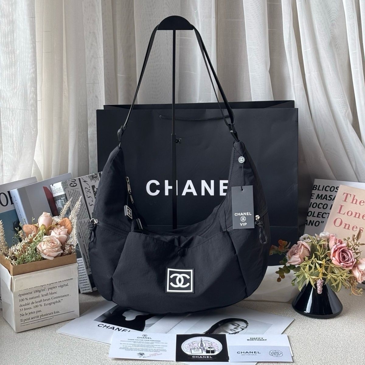 Limited Edition CHANEL classic Black Nylon VIP Gift Crossbody Bag