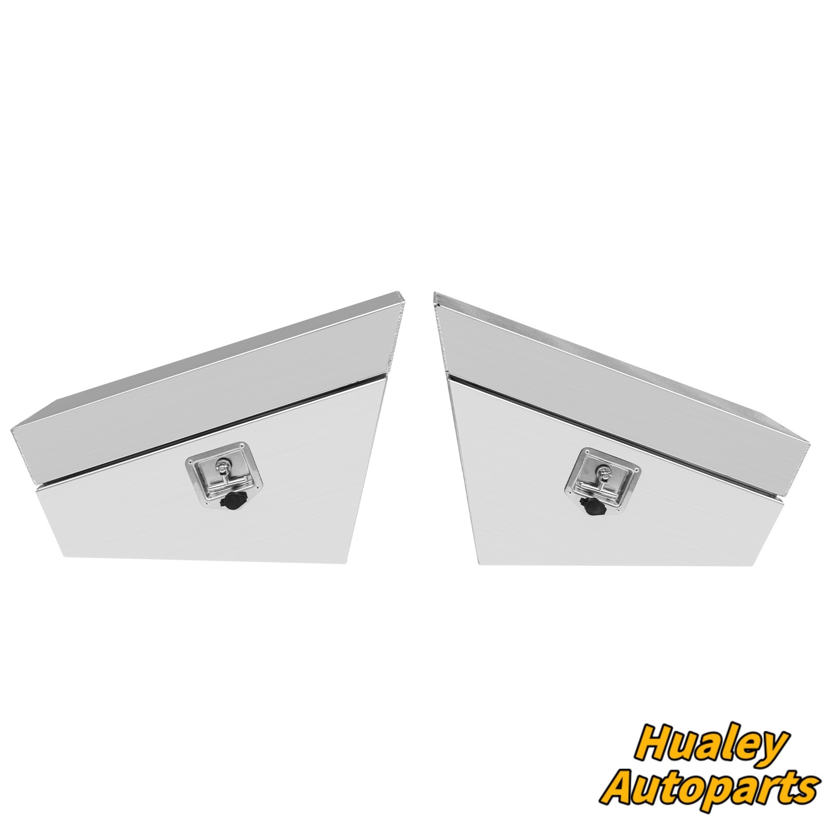 Pair Heavy Silver Aluminum Under Tray Toolbox 30x10x17″ Camper Trailer Storage