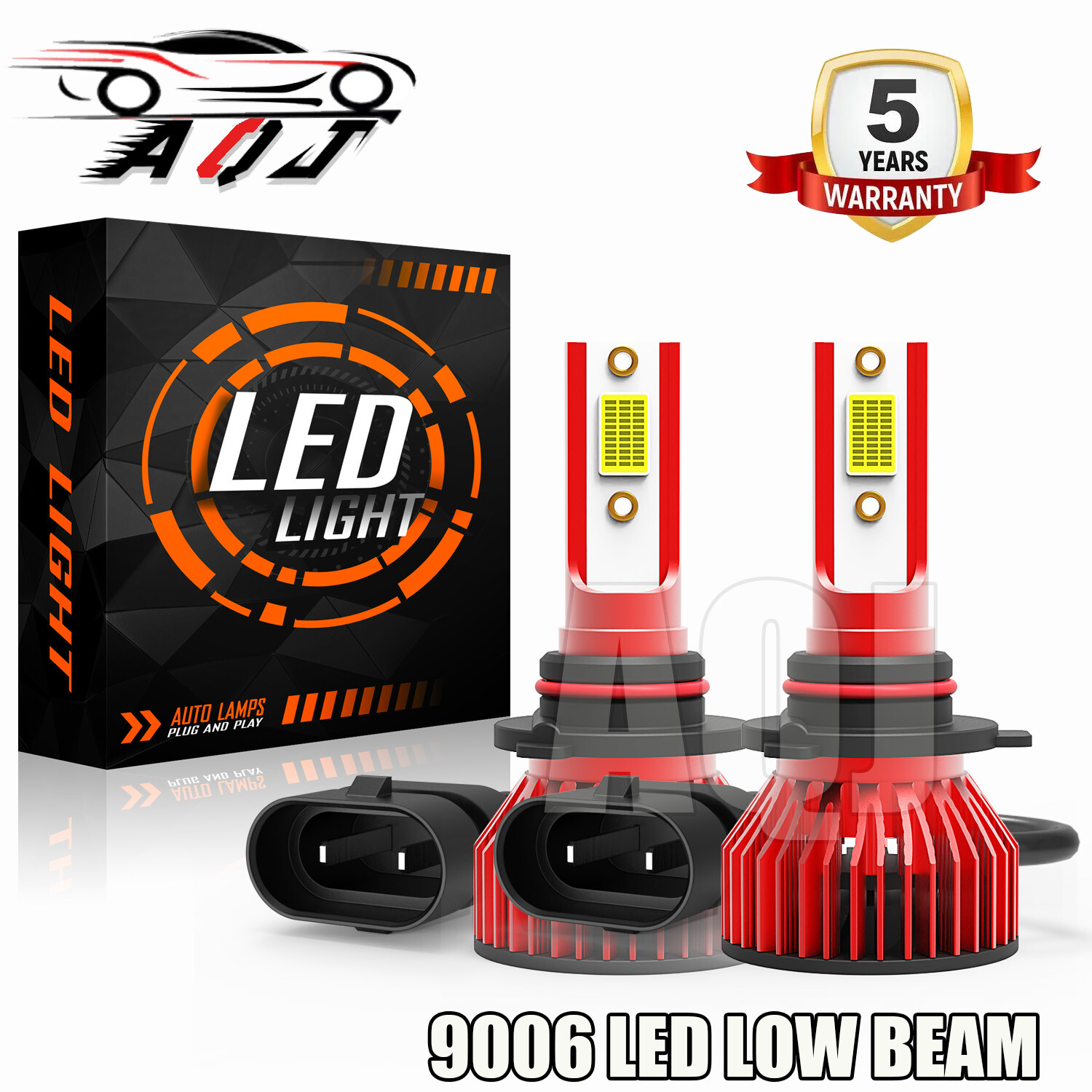 AQJ 2x 9006 HB4 LED Headlights Bulbs 6000K 36000LM Low Beam Super White Bright