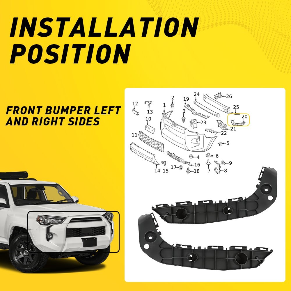 Bumper Bracket For 2014-2021 Toyota 4Runner Front Driver & Passenger Side Pair