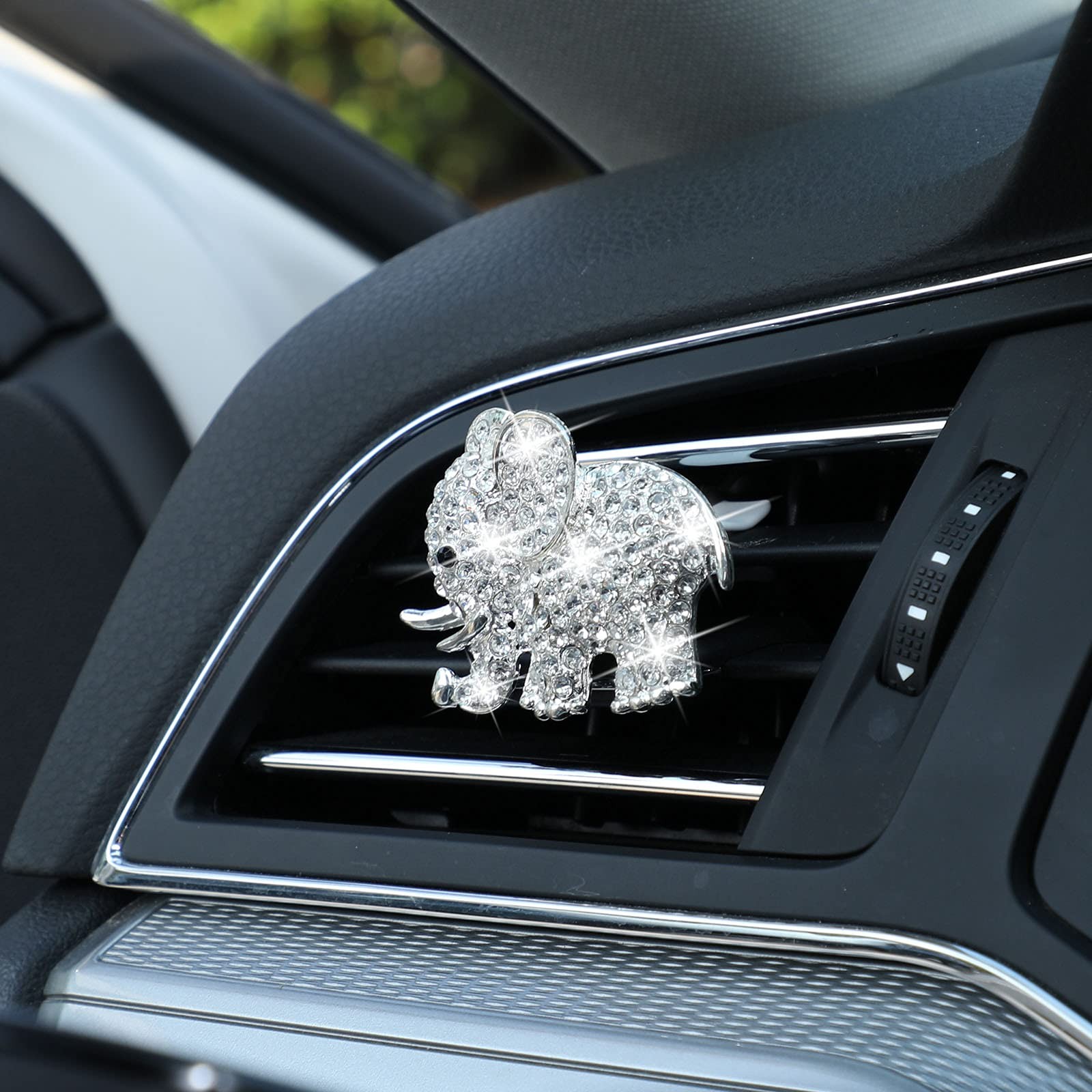 Frienda Bling Car Accessories Rhinestone Elephant 1 Count (Pack of 1), Silver