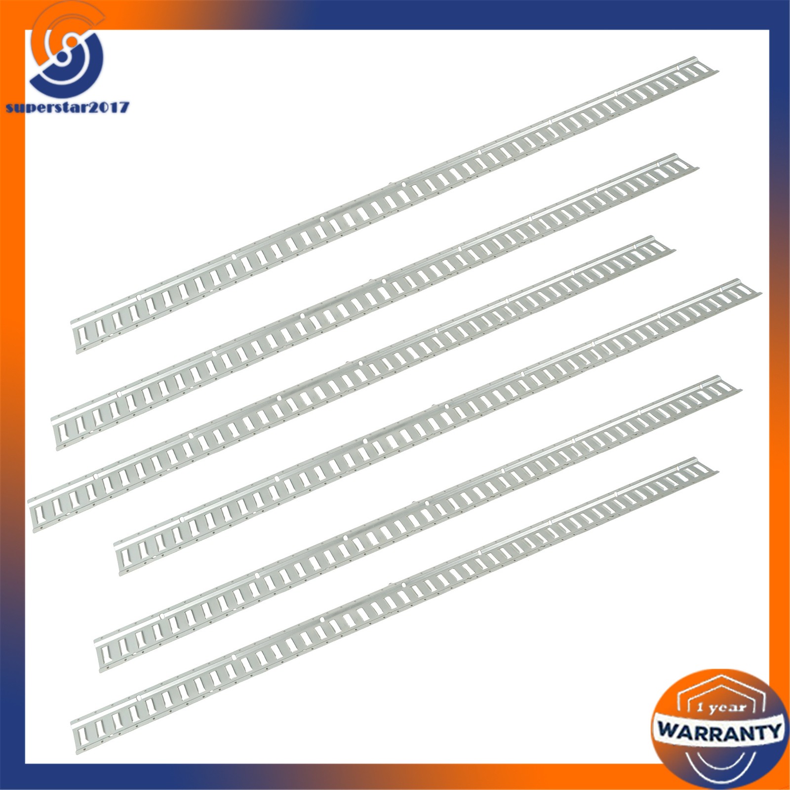 6 Pack 8 Foot Silver E Track Rails, Zinc Plated For Long Cargo Trailer Tie Down