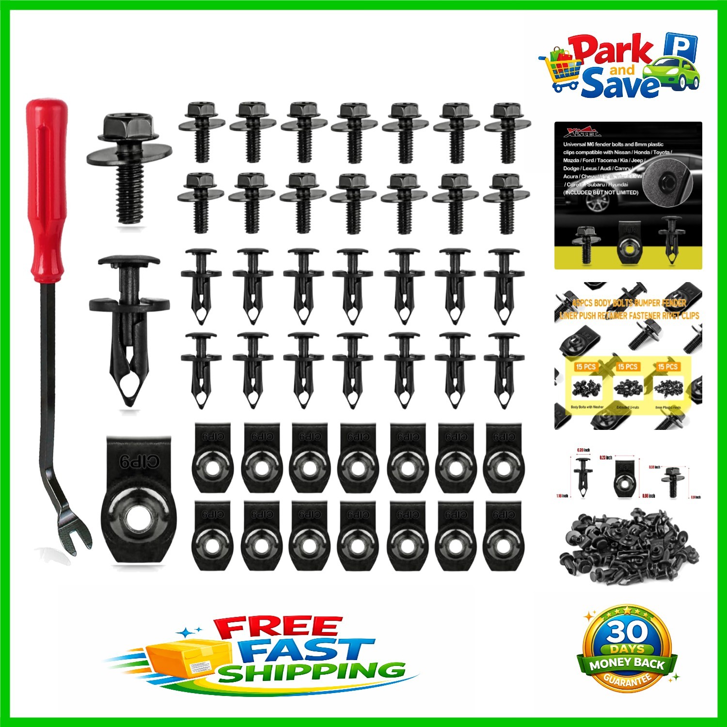 Durable 45PCS Universal Fastener Kit – Metal Clips for Engine Covers and Bumpers