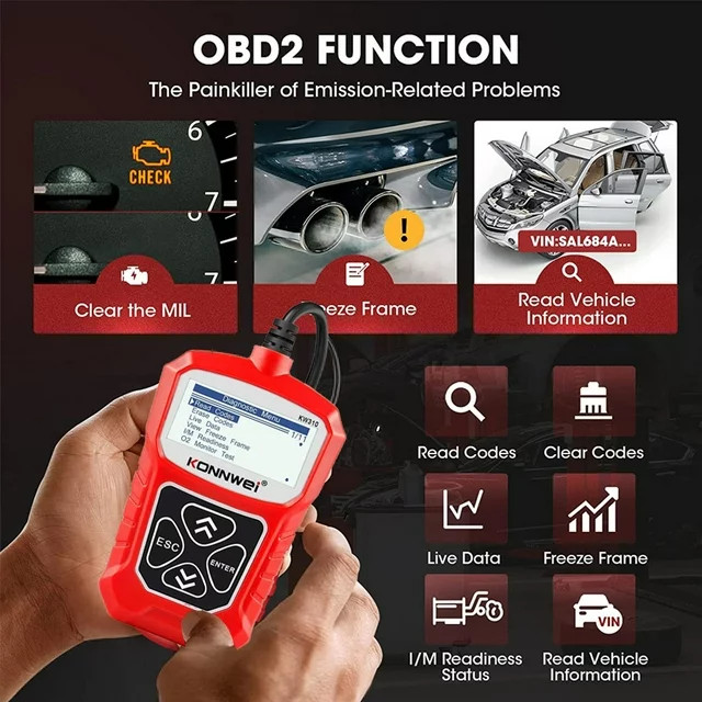 KONNWEI KW310 OBD2 Scanner Car Diagnostic Tool Code Reader Check Engine Fault