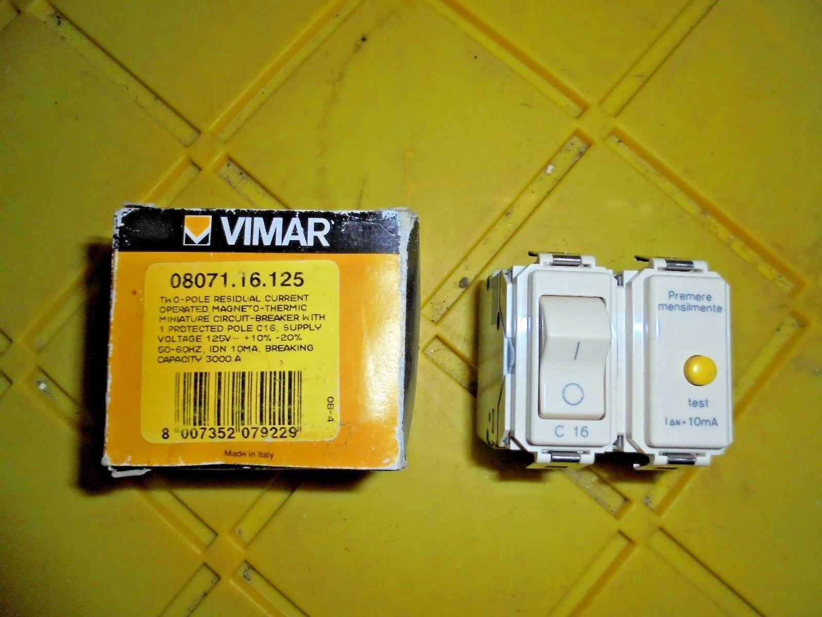 VIMAR 08071.16.125 SWITCH with TEST CIRCUIT 125 V INTREPID LAZARA