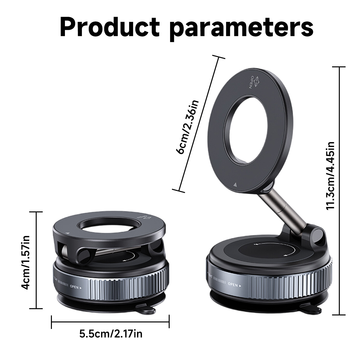 360° Adjustable Magnetic Vacuum Suction Cup Car Phone Holder Mount for MagSafe