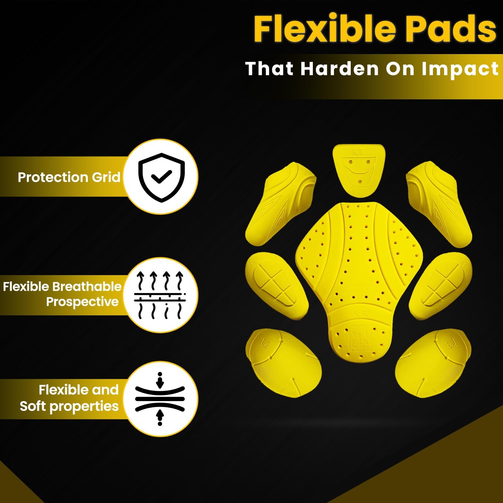 CE Level 2 Approved Armor Pad Set 8 Pieces Elbow, Back, Hip, Thigh and Shoulder