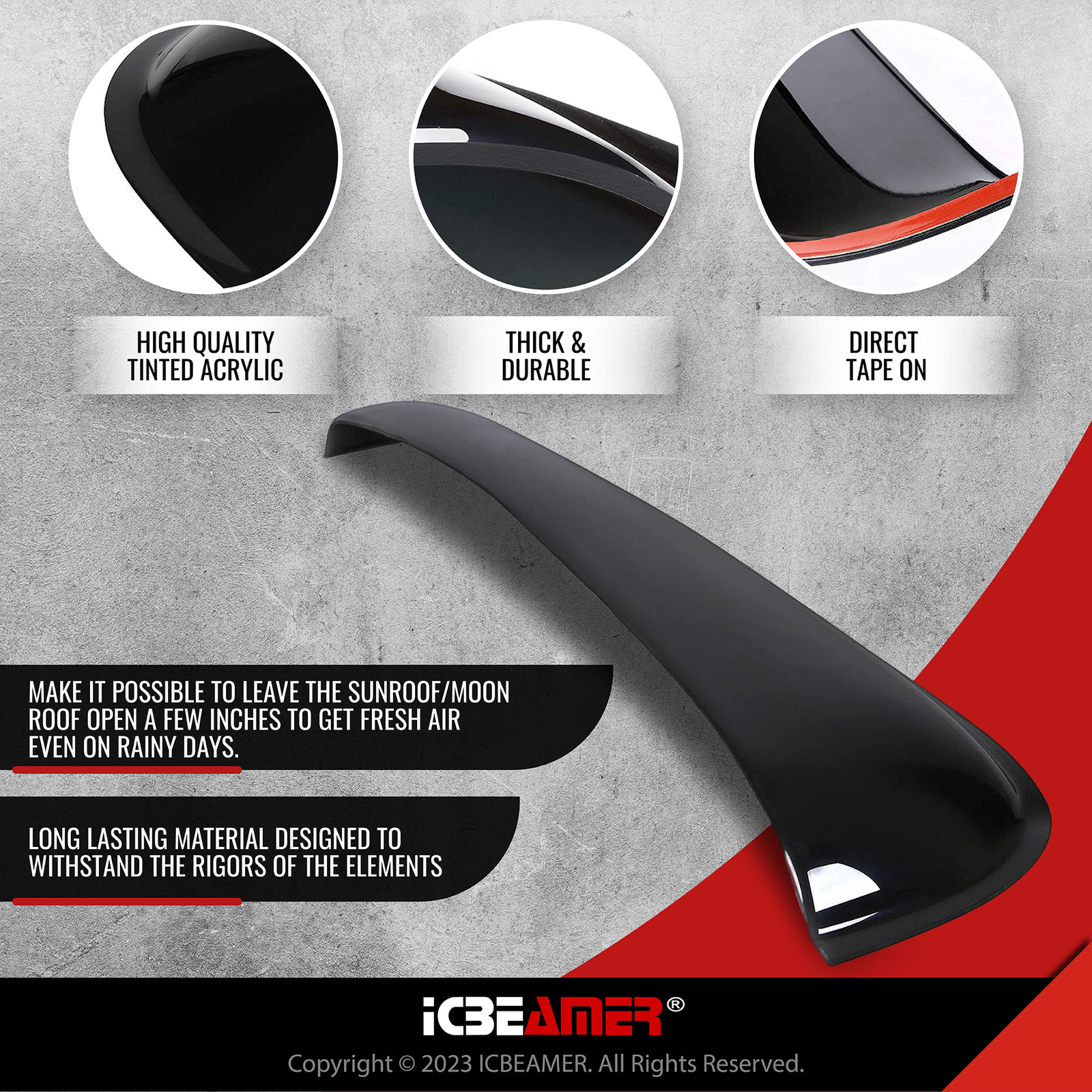 34.6 inch/880 mm JDM Style SUN/MOON ROOF SHADE SMOKE WIND DEFLECTOR VISOR V12