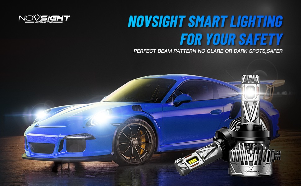 NOVSIGHT Pair H11 LED Headlight Bulbs High Low Beam 6500K 45000LM 200W White