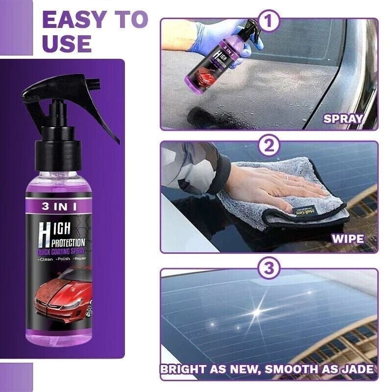100ML 3 in 1 High Protection Quick Car Coat Ceramic Coating Spray Hydrophobic US