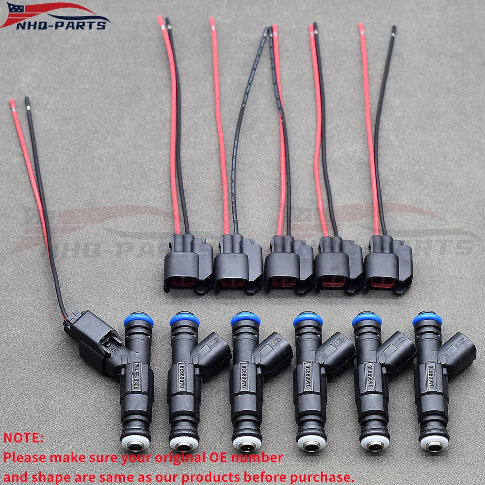 NEW 6pcs Fuel Injectors + 6X Connectors For Jeep 1999-2004 4.0L 0280155784 US