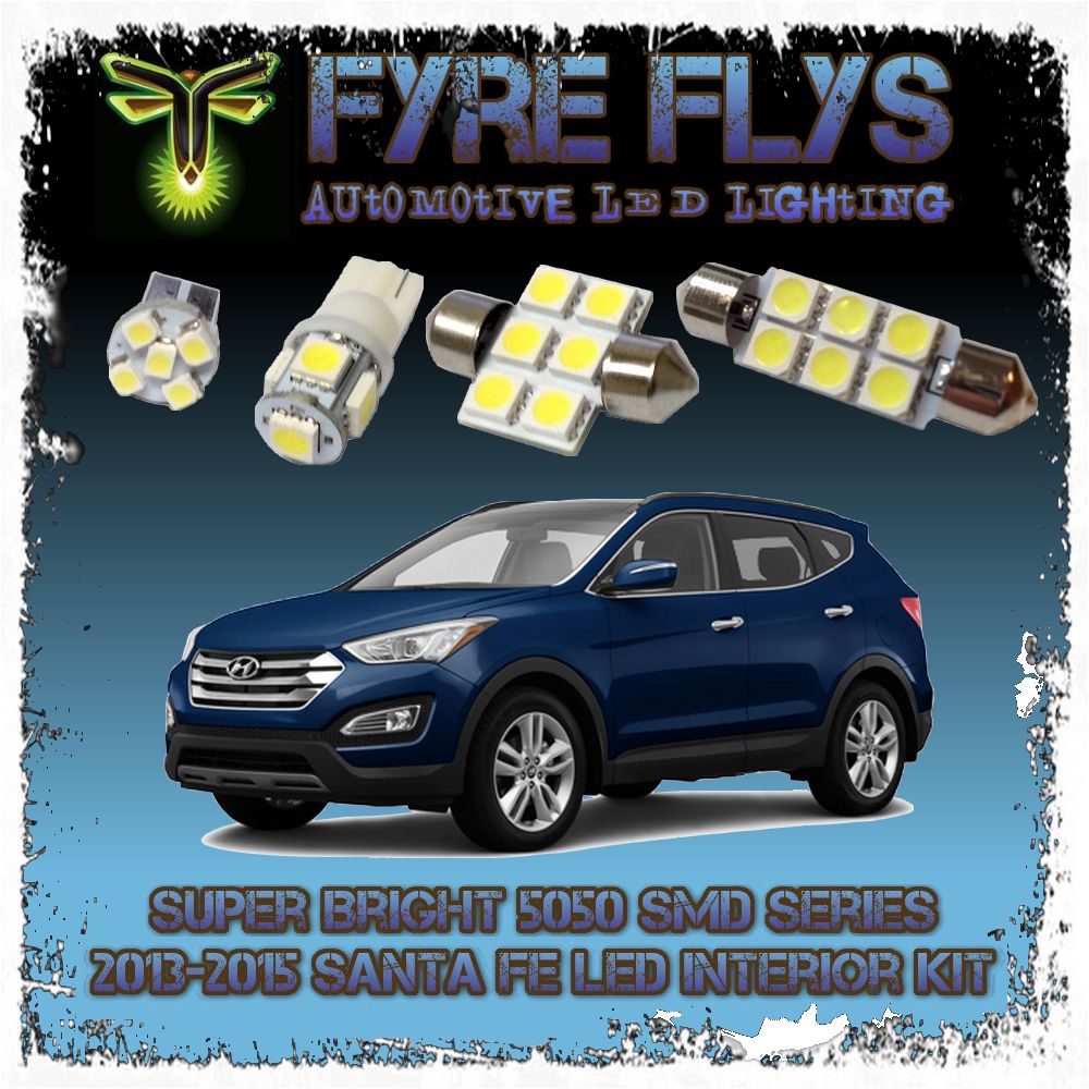 White LED interior lights package kit for 2013-15 Santa Fe 9 pcs 5050 series SMD