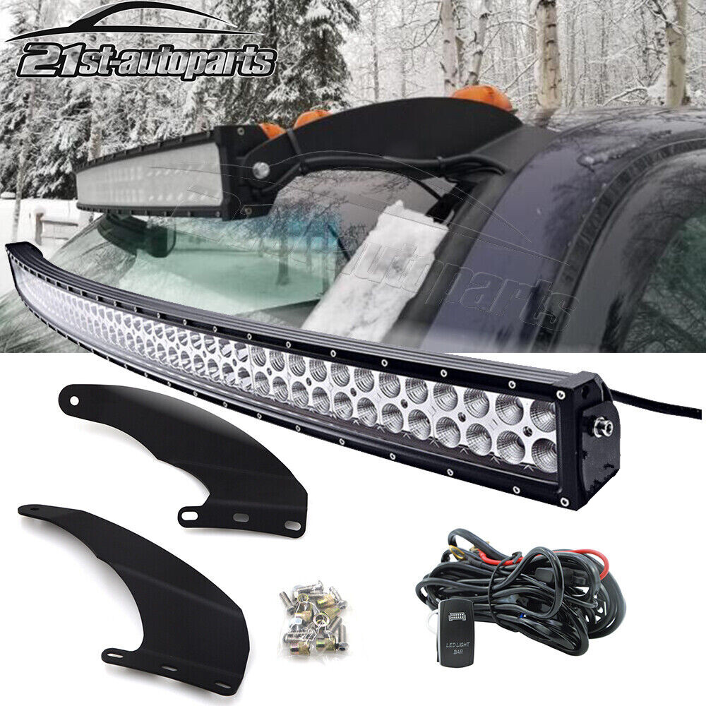 52″ Curved LED Light bar Upper Windshield Mount Kit For Dodge Ram 1500/2500/3500