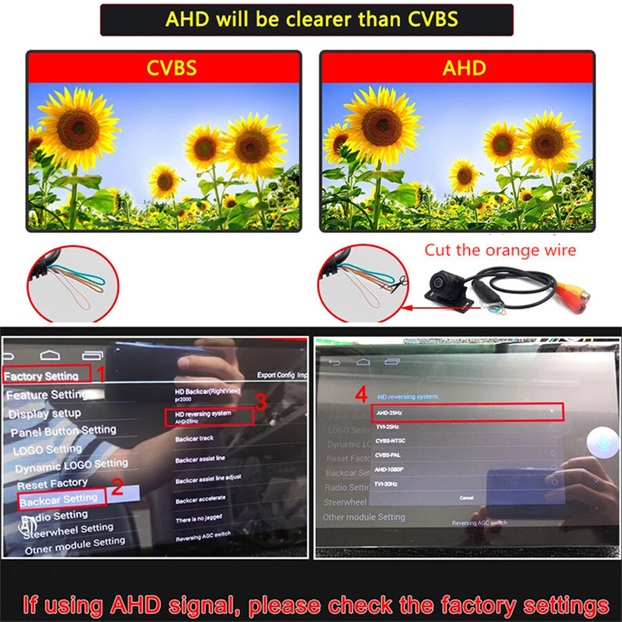 170° Fisheye Rear View Camera Reverse Backup Parking Cam Night Vision AHD/CVBS