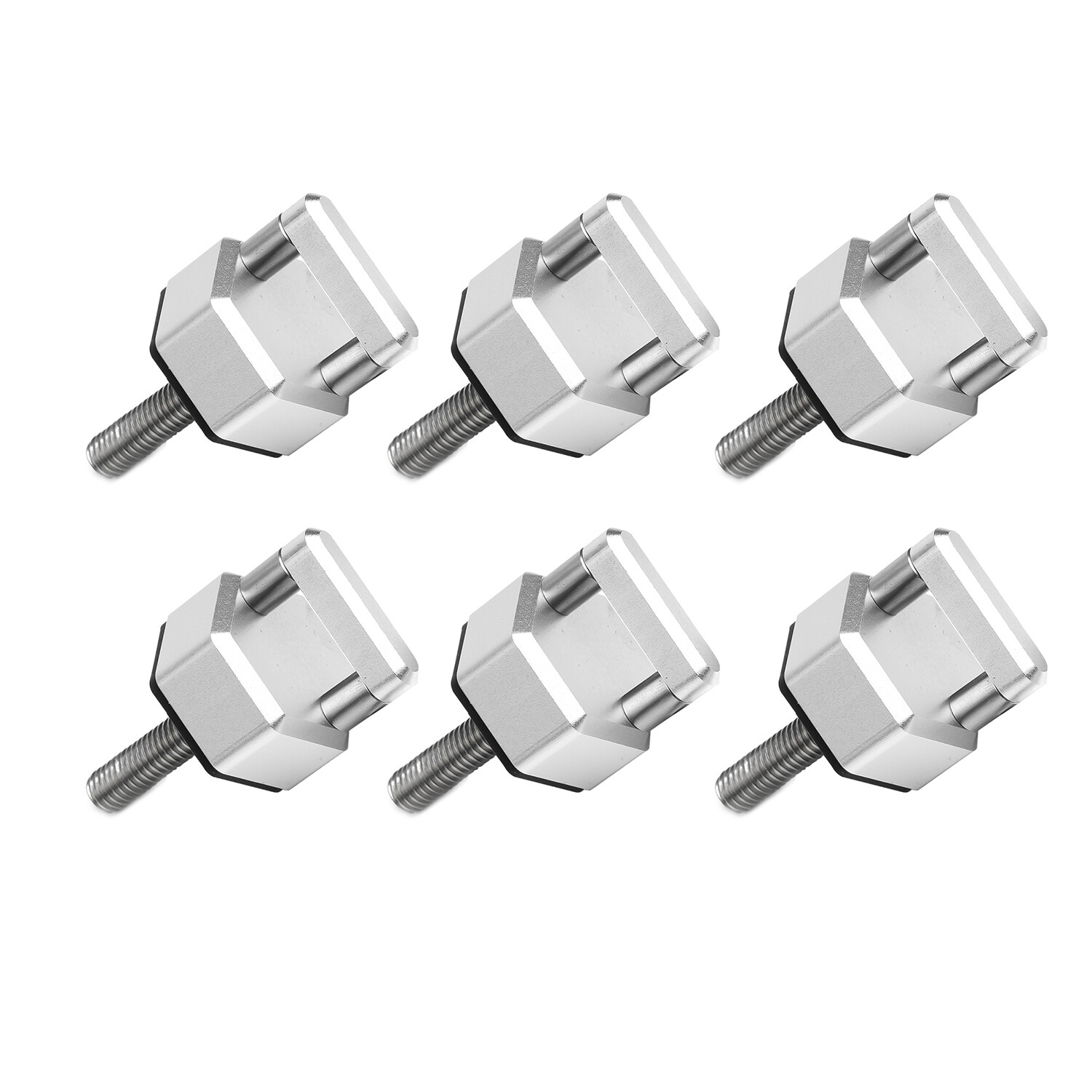 Silver Hard Top Quick Removal Fastener Thumb Screw, Integrated D Ring 6PCS