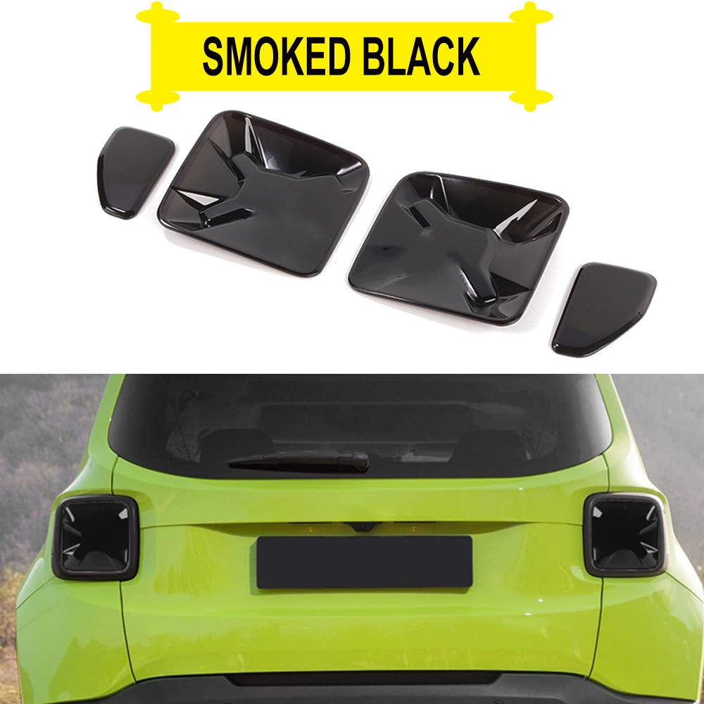 ?Smoked Black Rear Tail Light Lamp Cover Trim For Jeep Renegade 15+ Accessories
