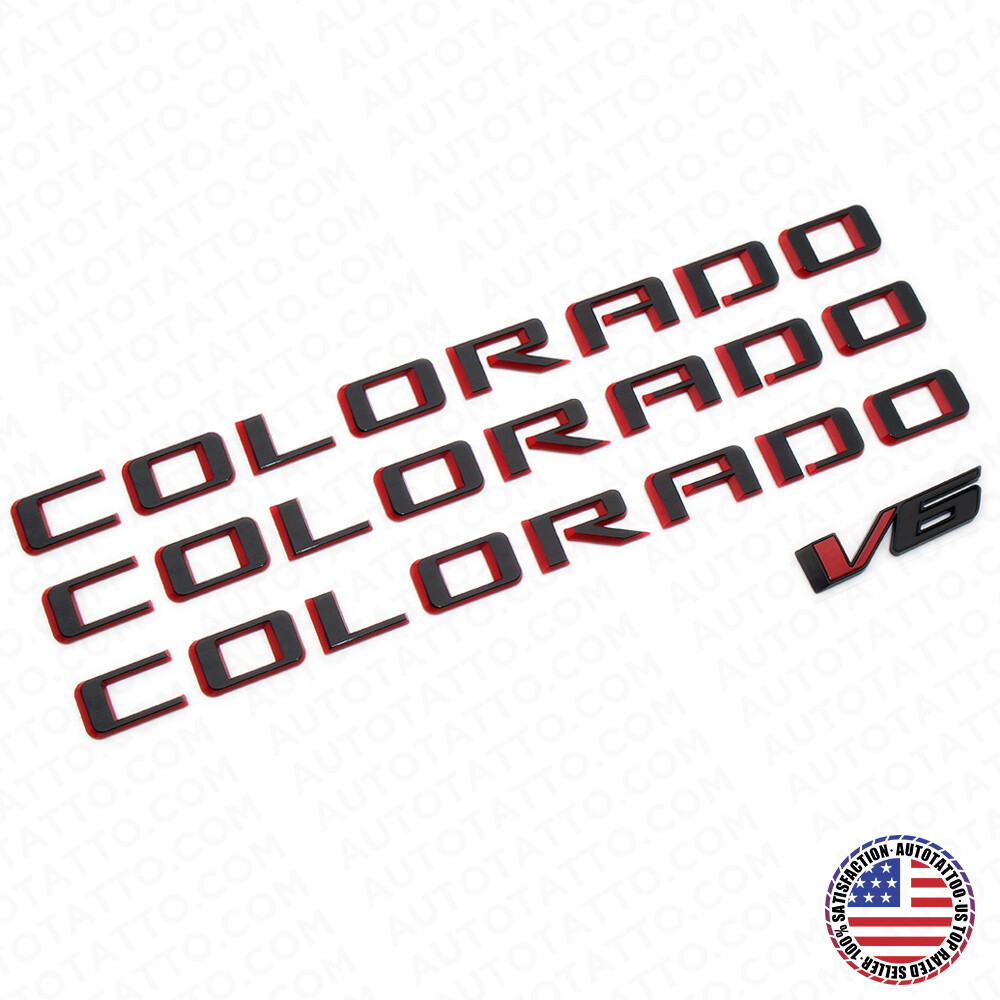 4x 21+ Chevy Colorado V6 Fender & Tailgate Redline Badge 3D Logo Emblem Truck
