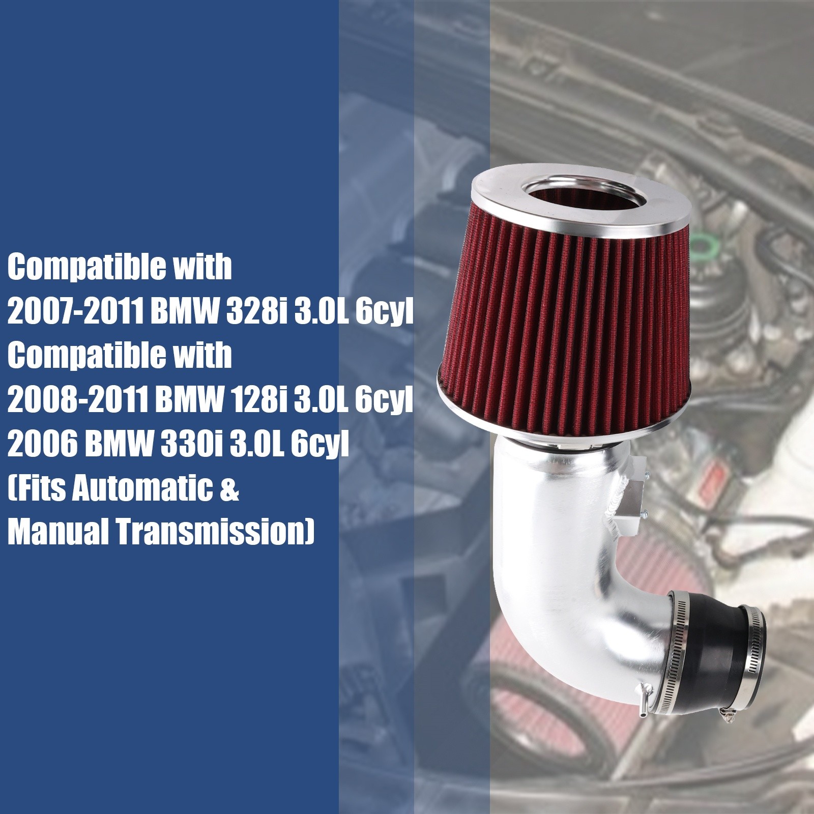 High Flow Cold Air Intake Kit For 2006 BMW 330i For 2007-2011 128i 328i 3.0 6cyl