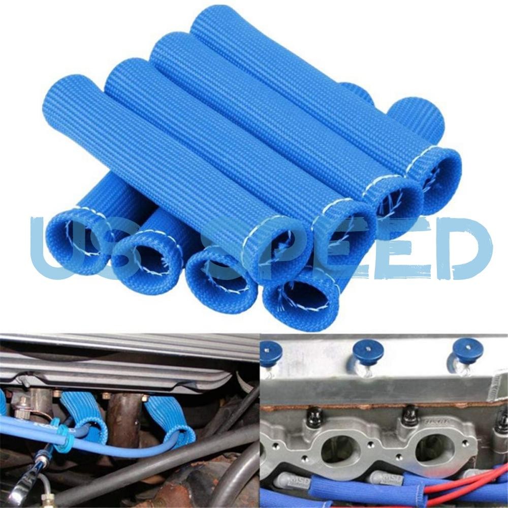 Spark Plug Wire Boots Heat Shield Protector Sleeve For SBC BBC 350 454 Blue 8Pcs