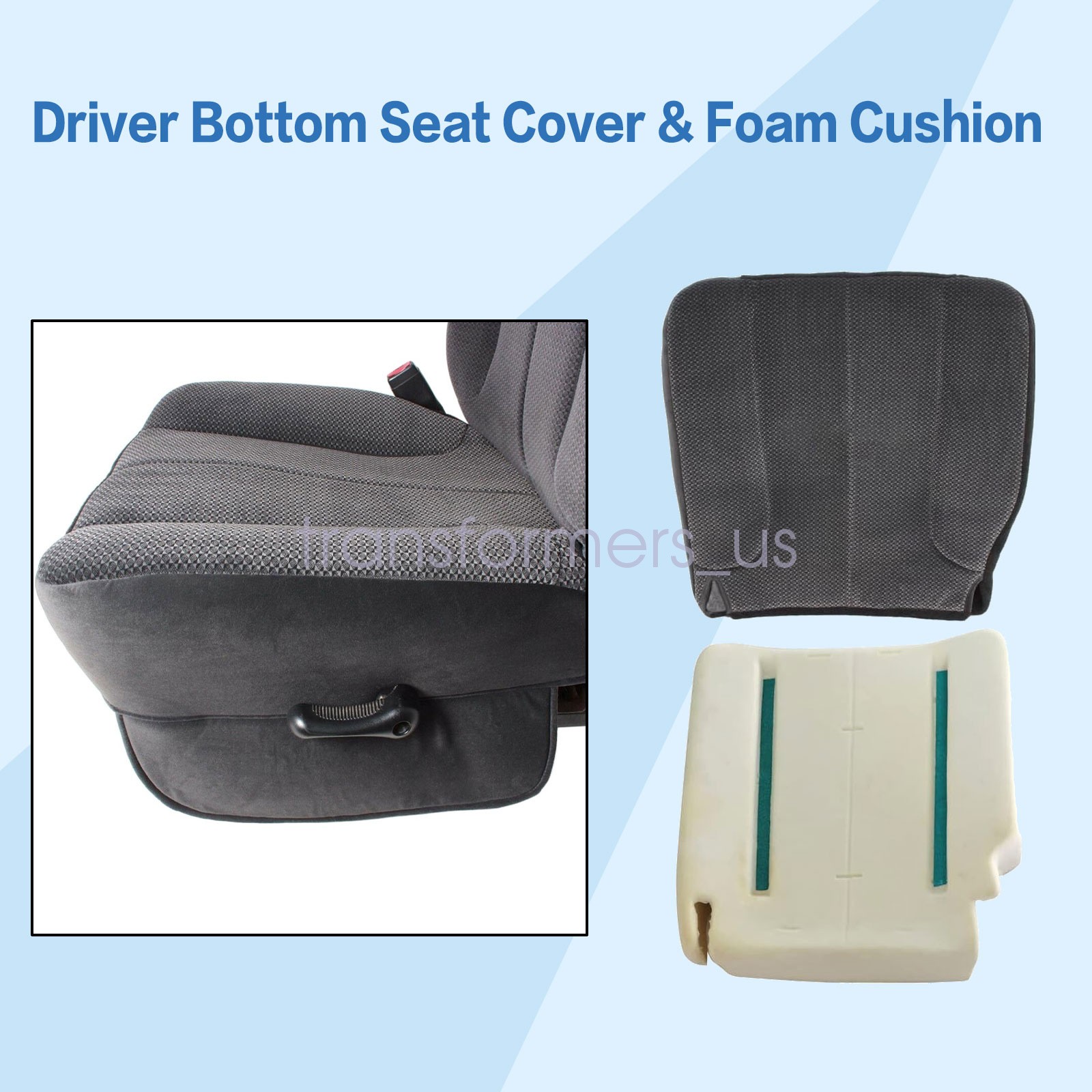 For 2002-2005 Dodge Ram 1500 2500 Driver Bottom Cloth Seat Cover & Foam Cushion