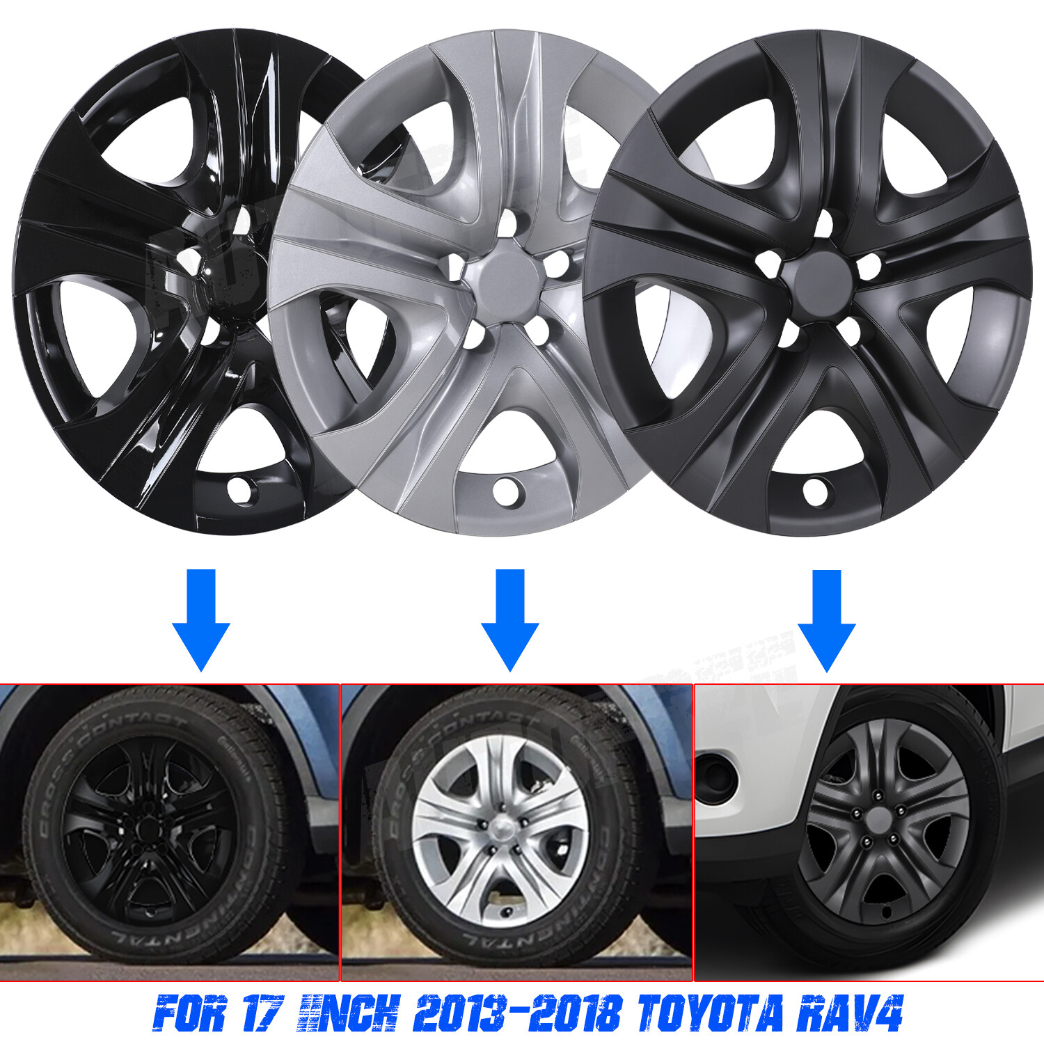 17″ 4 or 1 Pack Wheel Covers Full Rim Snap On Hub Caps For 2013-2018 Toyota RAV4