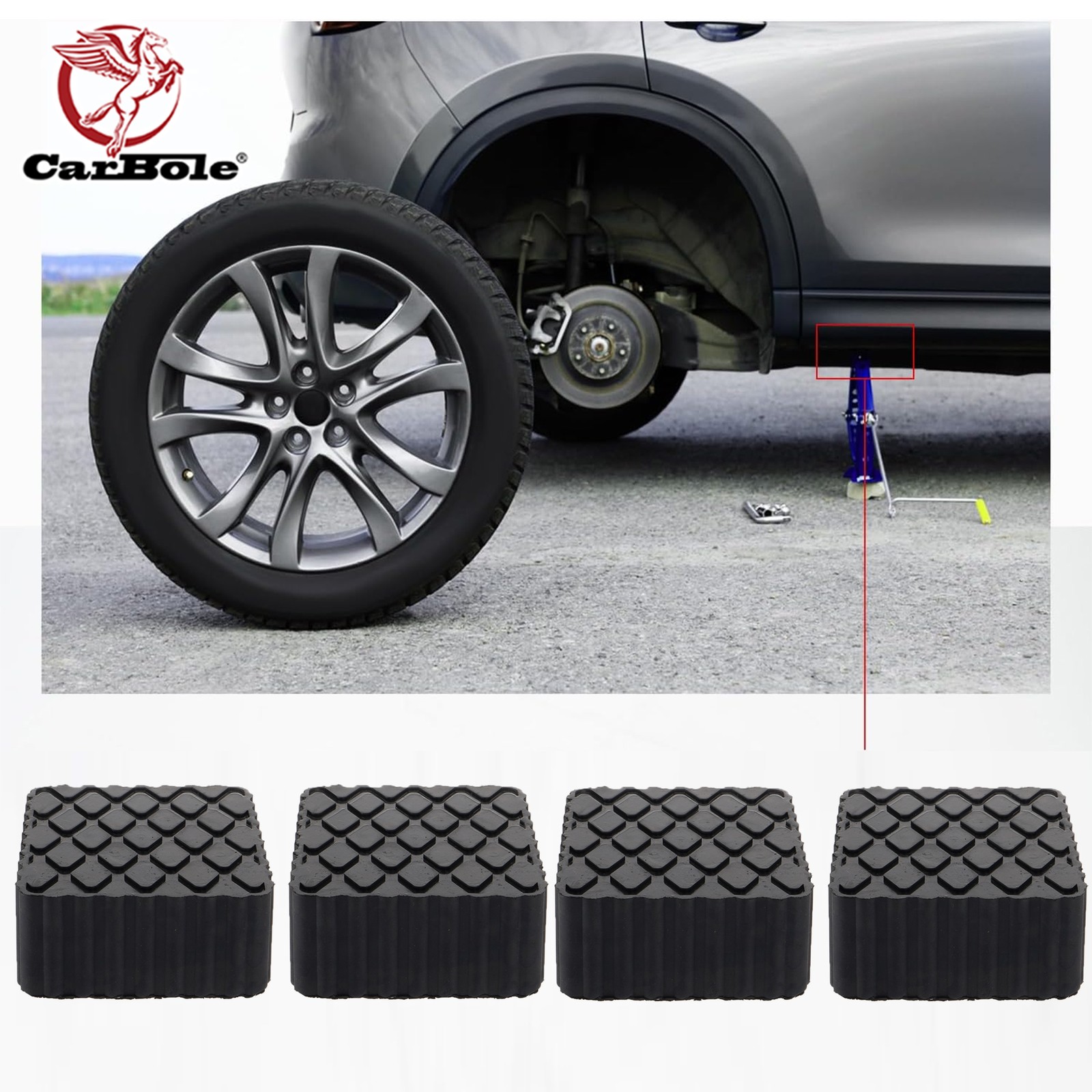 4PCS 2″inch/50mm Solid Rubber Auto Lift Block Spacer Pad Kit For Automobile Lift