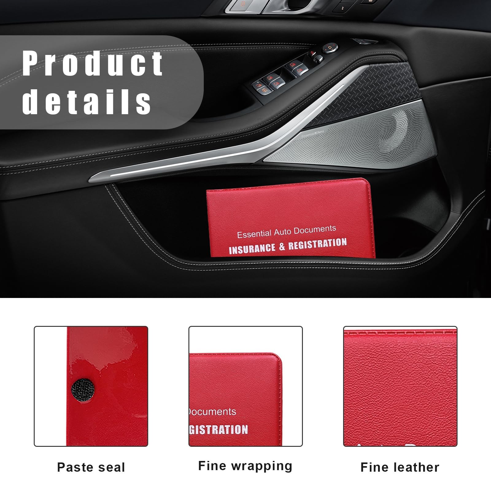 Suvnie 2PCS Car Registration Insurance Holder, 2 PCS, Red, Logo