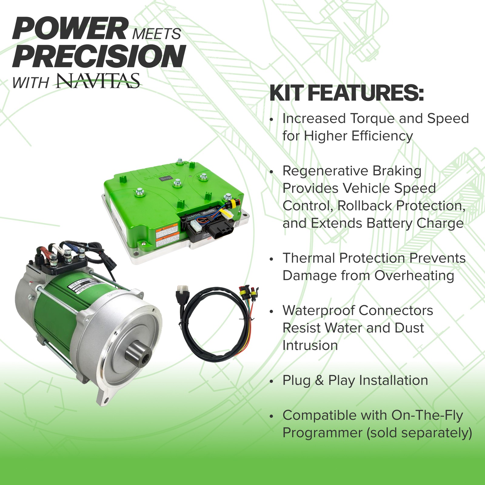 Navitas 600 Amp 4kW Yamaha G29/Drive, Drive2 Golf Cart DC/AC Conversion Kit