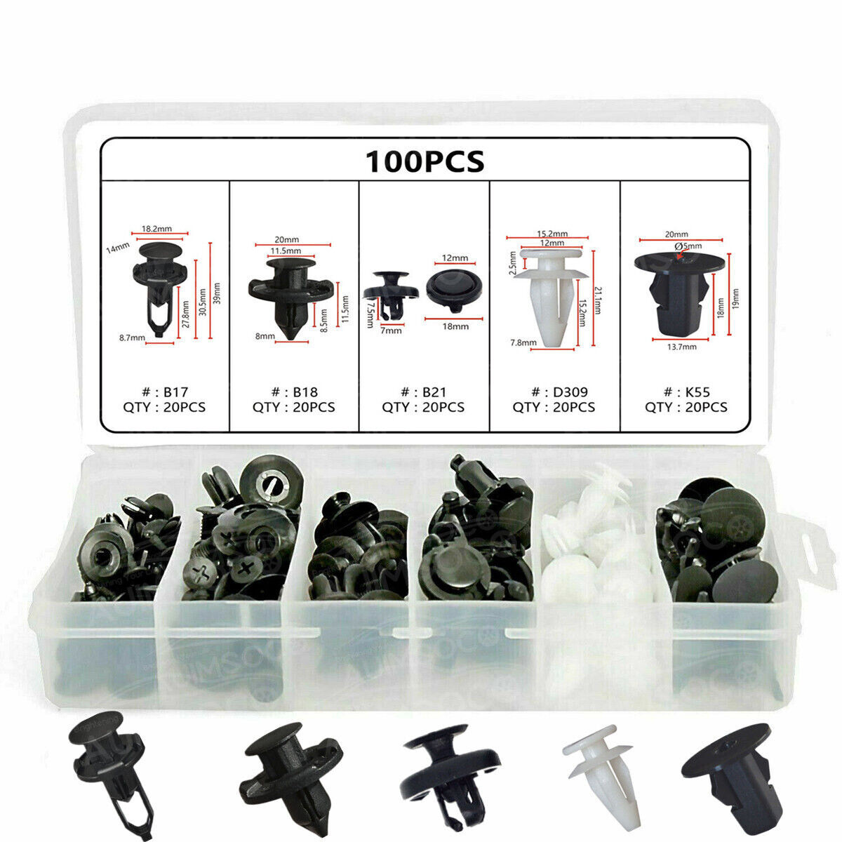 100 PCS Fasteners Trim Panel Clips Bumper Fender Push Pin Rivets For Toyota