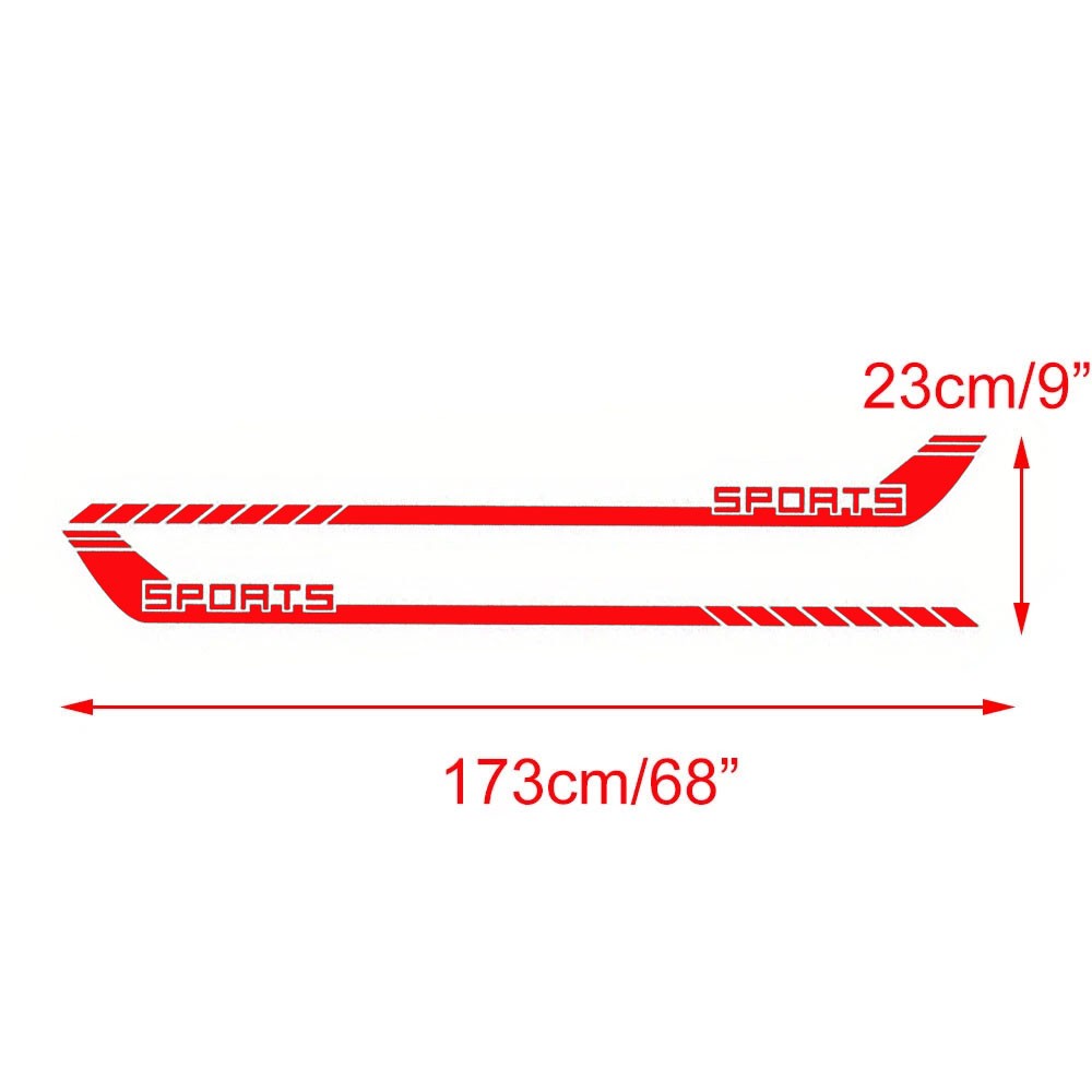 68″ Red Side Body Skirt Racing Stripe Car SPORTS Hockey Vinyl Decal Stickers