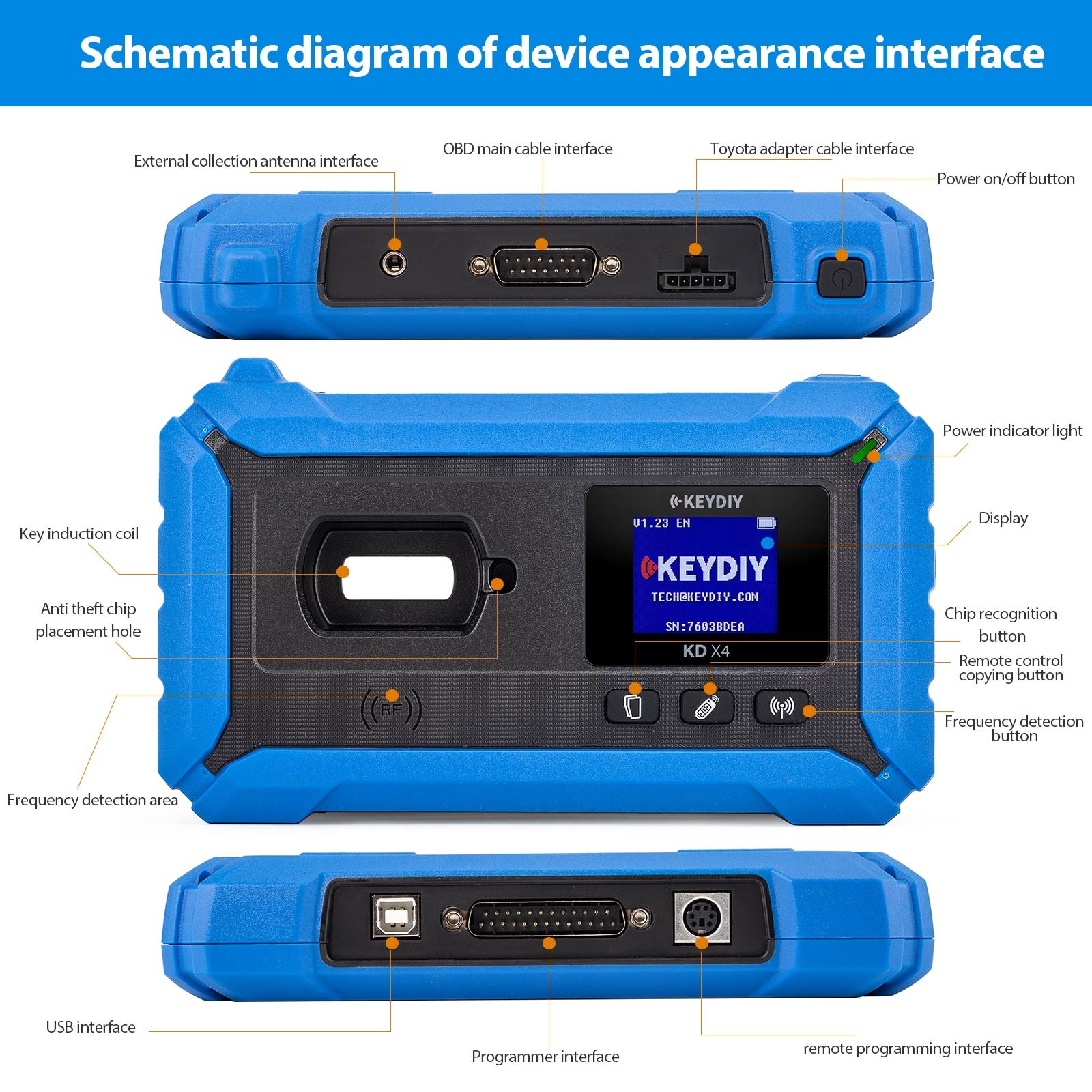 KEYDIY KD-X4 Integrates Recognition Generation Ke-y Copying Progarmming Matching