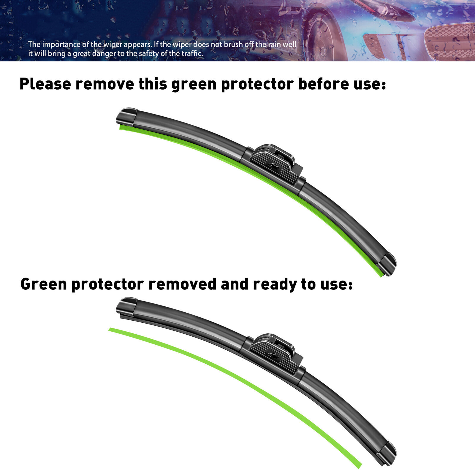 20″& 20″ Windshield Wiper Blades Premium OEM Hybrid silicone J-Hook High Quality