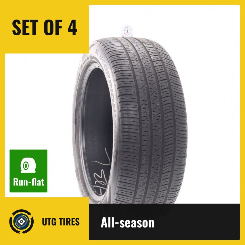 Set of (4) Used 275/45R20 Pirelli Scorpion Zero Run Flat 110H – 6.5-7.5/32
