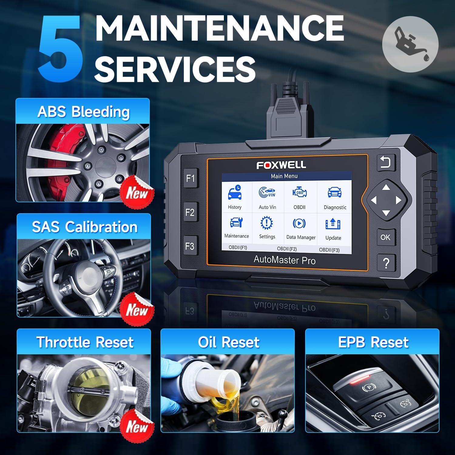 FOXWELL NT614 Elite OBD2 Scanner ABS SRS Oil Transmission Code Reader Diagnostic