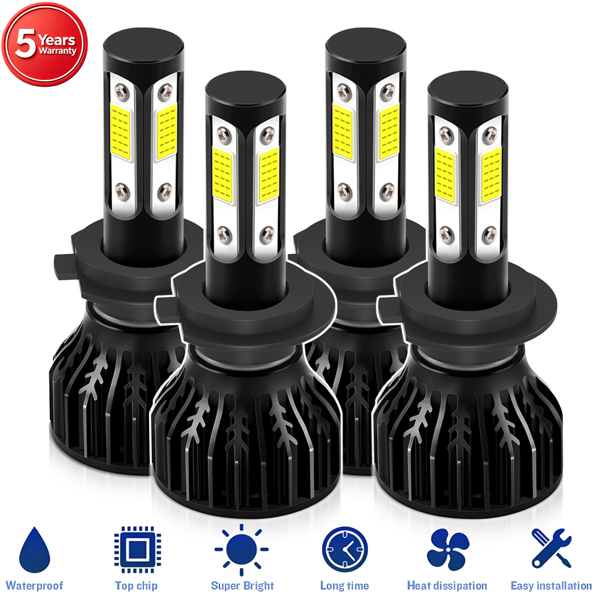 4x H7 LED Headlight Bulbs Hi/Lo Beam 12000LM 6000K White For Hyundai Azera 2006