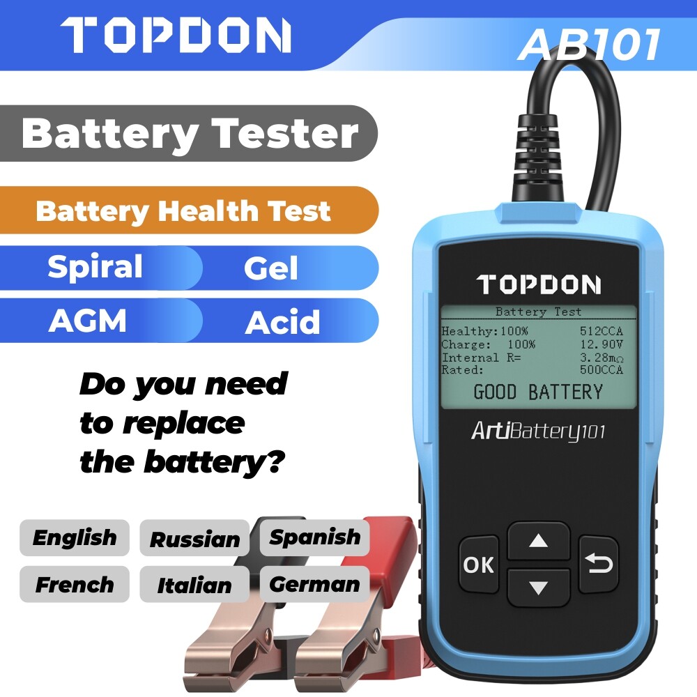 TOPDON AB101 Digital Analyzer Charging Test 12V Battery Load Tester Scan Tool