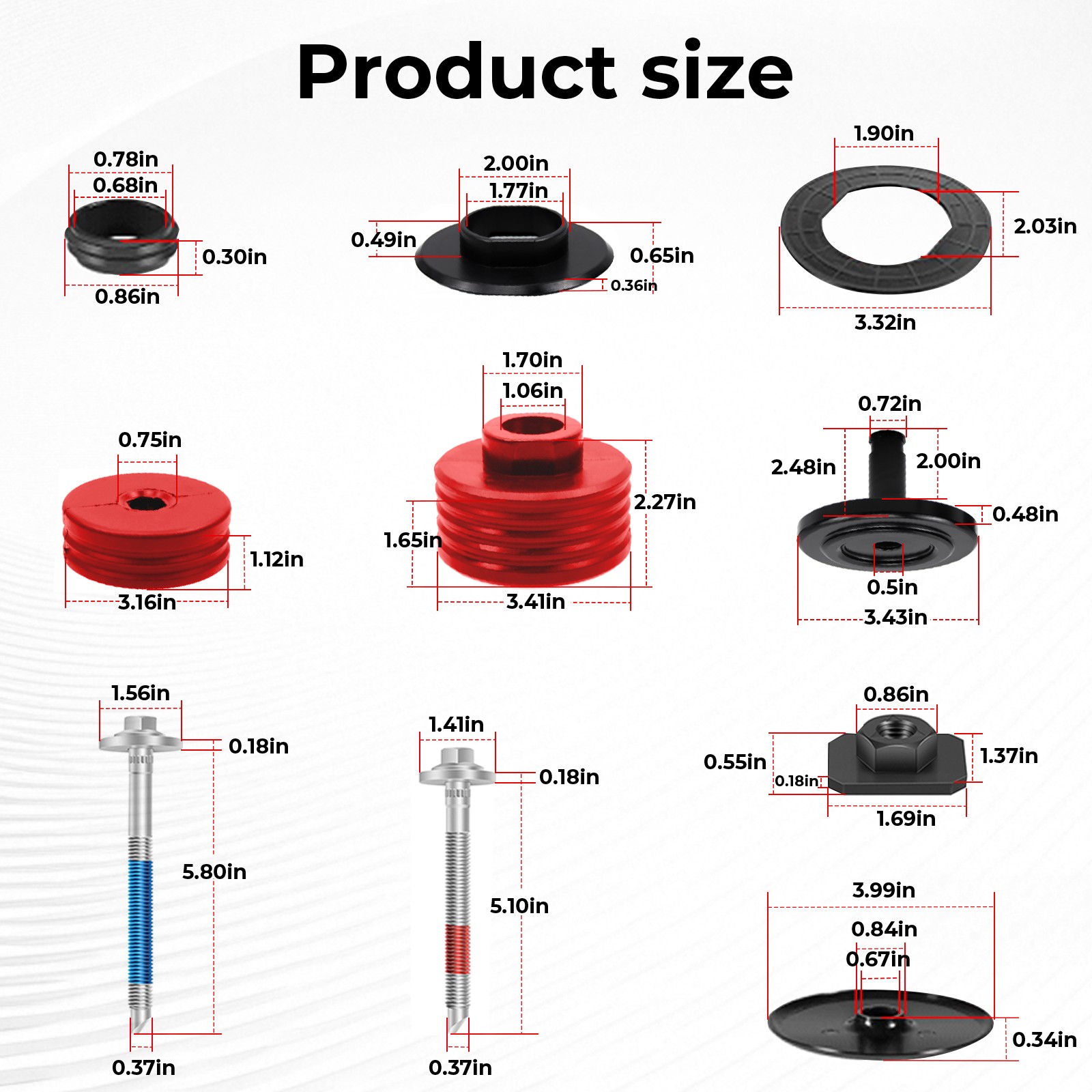 Silicone Body Mount Bushings & 13848 Bolt Kit for 08-16 Ford F250/350 Super Duty