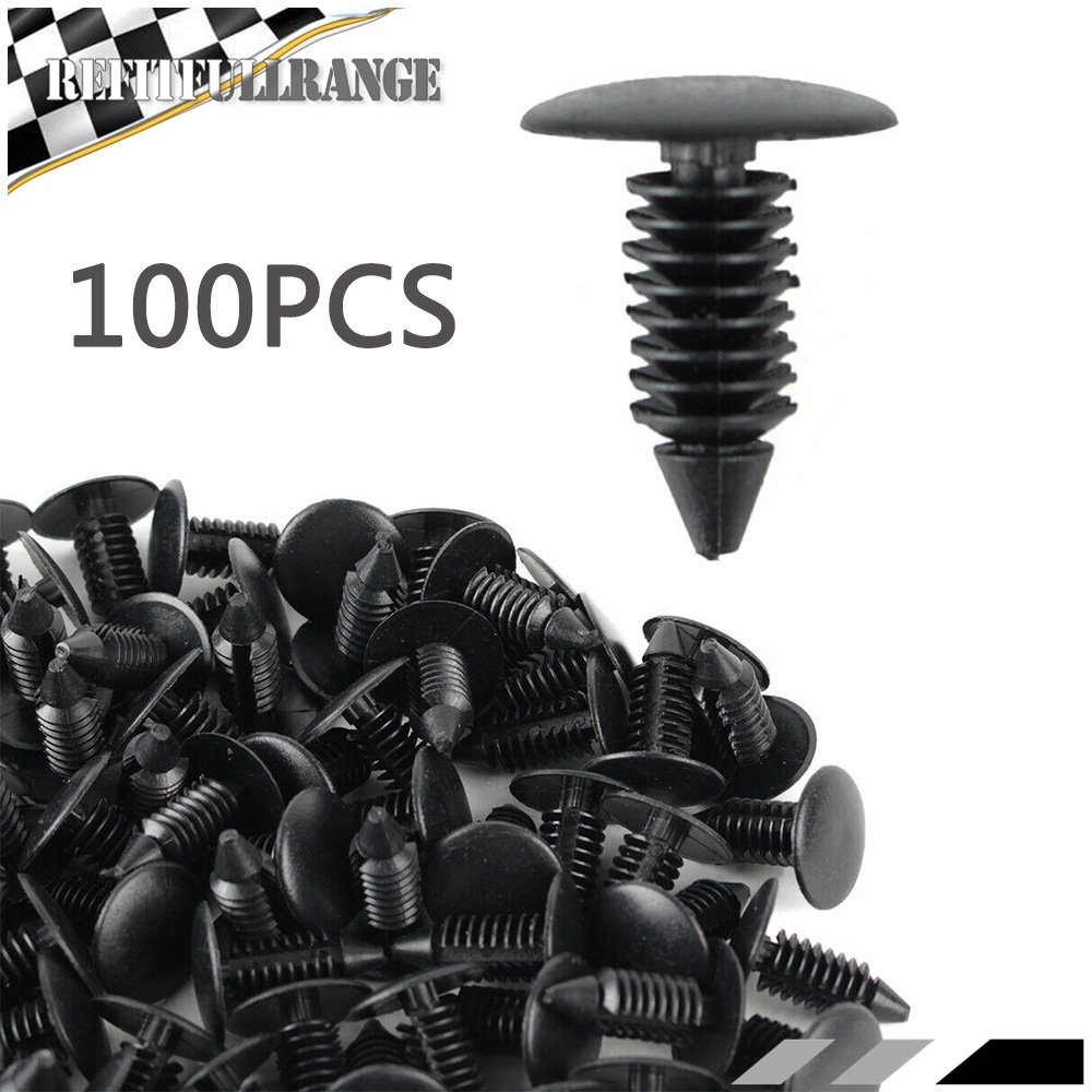 For Car Auto Fender 100Pcs 8mm Hole Plastic Rivets Fastener Push Clips Clip