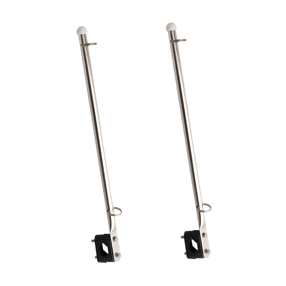 2X Stainless Steel 15″ Flag Pole Holder Clamp on 7/8″-1″ Rail Pontoon