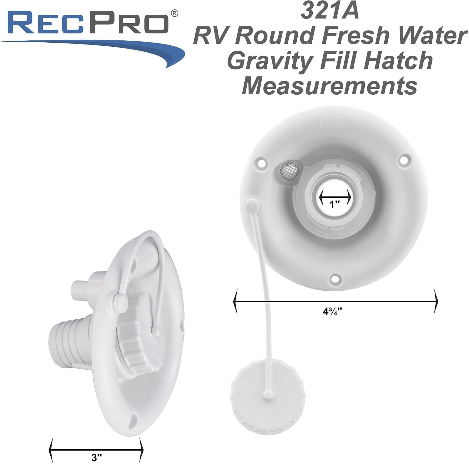 Effortless Tank Fill – RV Round Gravity Fill Hatch, Black, 7.87×5.91 Inches